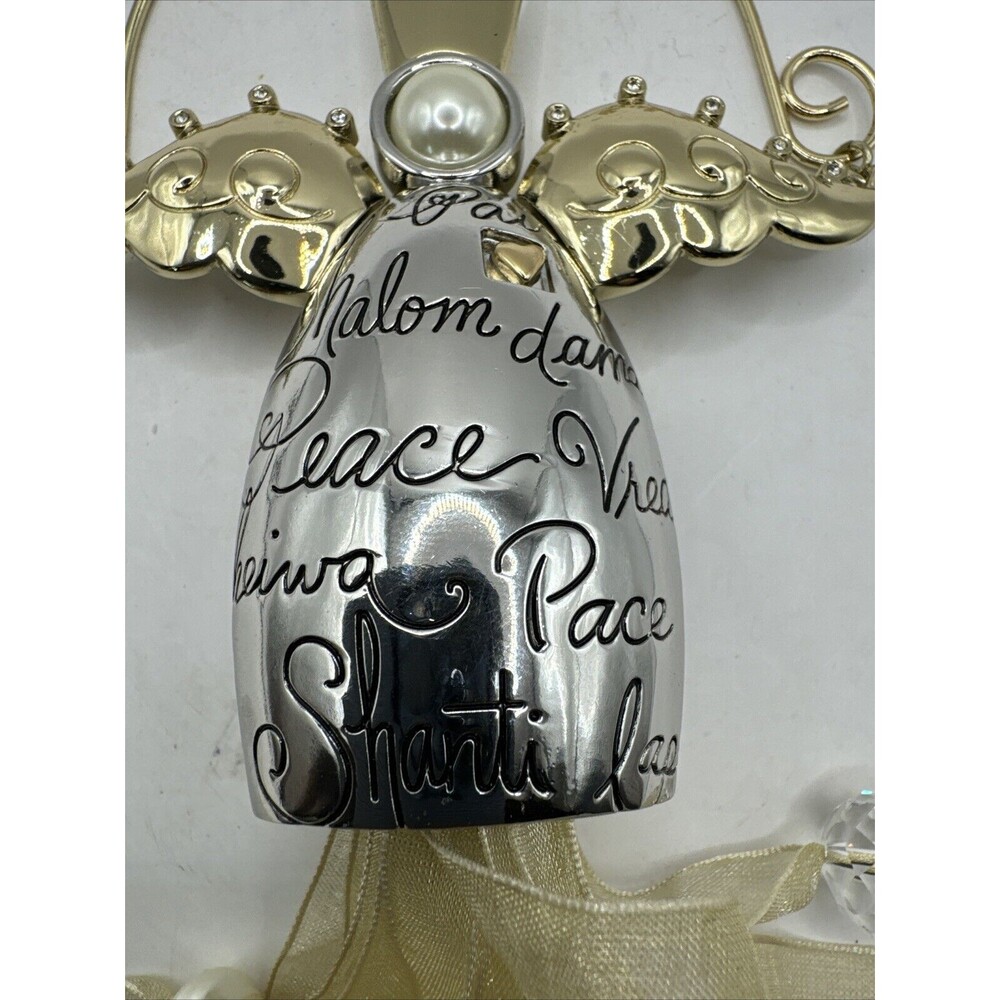 Silver Gold Chico's Christmas Jewel Angel Ornament Glass Stone Pearls Beads - Picture 4 of 6
